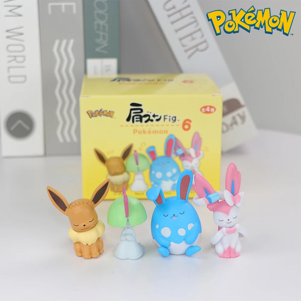 Pokemon Figure Toy Set – Sylveon, Mew, Fuecoco, Plusle, Minun | 4-6pcs Cute Collectible Desktop Decorations with Box