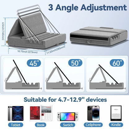 KDD Foldable Tablet Pillow Stand – Soft Lap & Desk Holder with Stylus Pocket for iPad Pro