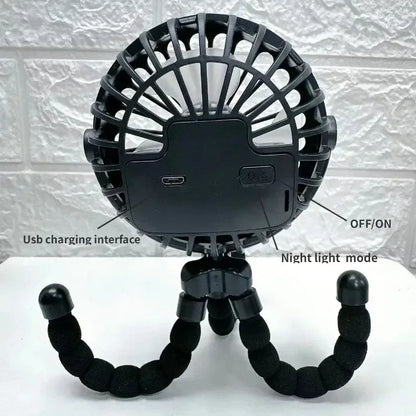 Baby Stroller Fan — Handheld Rechargeable USB Bladeless Mini Folding Fan, Silent Portable Neck & Table Cooler