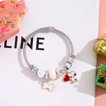 Snoopy Cartoon Bracelet – Adjustable Fashion Wristband for Kids & Adults, Cute Jewelry Gift