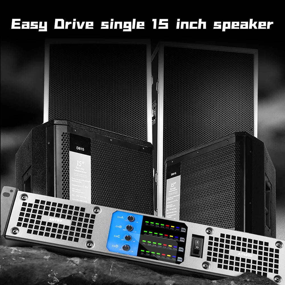 ARTRY AT2800/AT4800 Professional Digital Power Amplifier – 2/4 Channel High-Power Amp for Stage, Conference & Home Audio