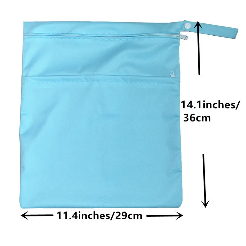 Sigzagor Wet & Dry Baby Diaper Bag – Waterproof Reusable Washable Nappy Bag with Double Zippers