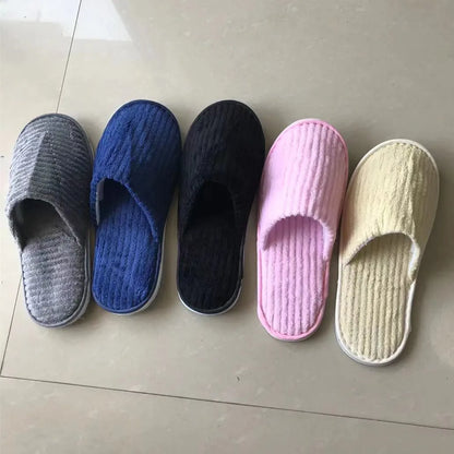 5 Pairs Mix Color Disposable Hotel Slippers – Cotton Non-Slip Slides for Men & Women Home, Travel, SPA & Hospitality Use