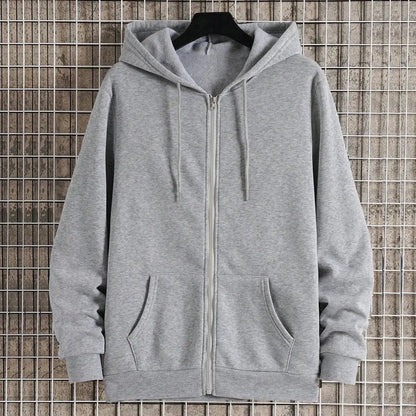 Unisex Oversized Fleece Zipper Hoodie – Y2K Harajuku Style Casual Jacket for Men & Women – Spring, Autumn & Winter Sweatshirt