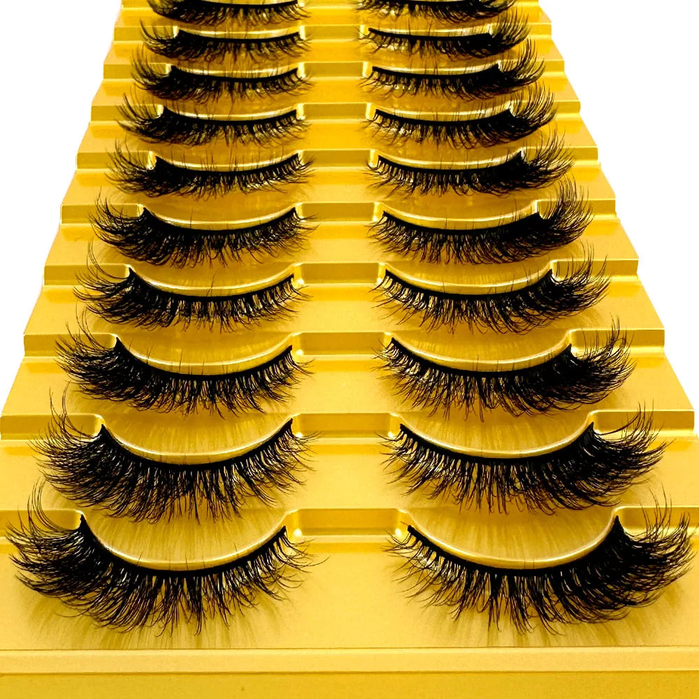 10 Pairs 3D Mink False Eyelashes – Natural Long & Short Fake Lashes Makeup Kit (38 Styles)
