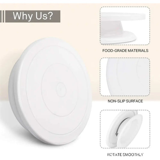 Non-Slip Plastic Cake Turntable – Laminating Table for Baking & Cake Decorating Tools