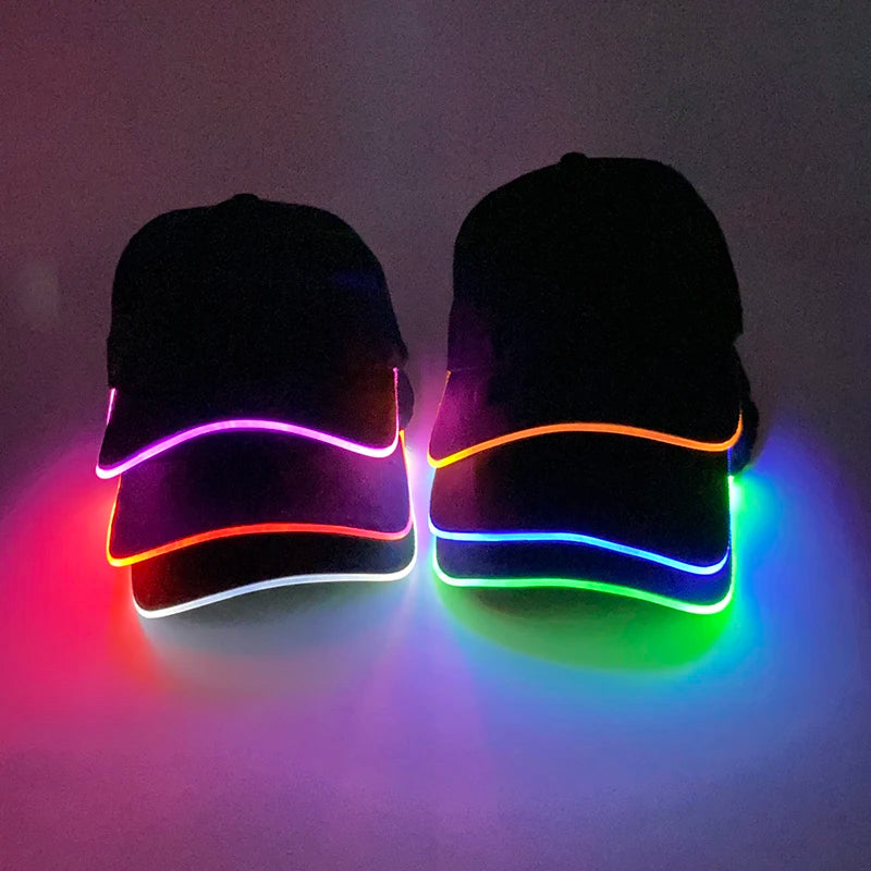 Fashionable LED Optical Fiber Baseball Cap - Glowing Decor Supply for Christmas, Carnival, and Party Nights