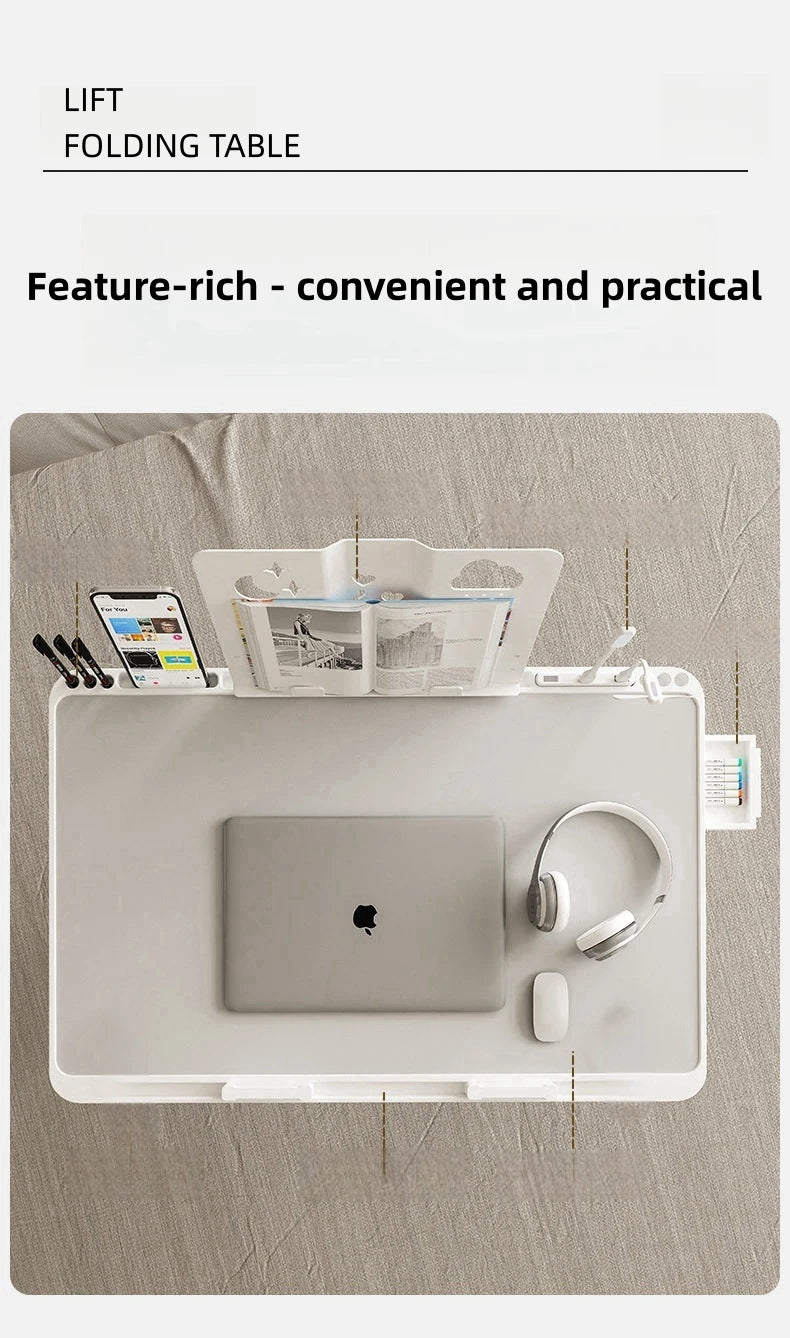 Adjustable Laptop Bed Tray Table – Portable Foldable Standing Desk with Storage Drawer for Sofa & Lap Use