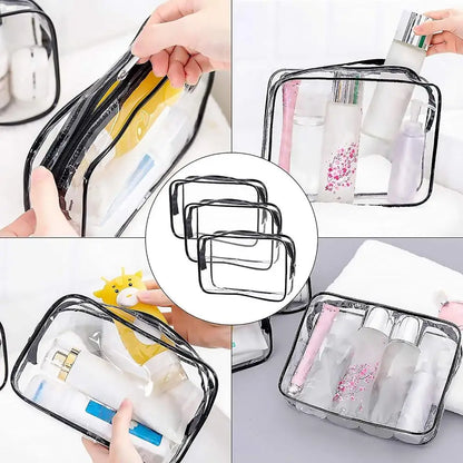 Women's Waterproof Transparent Zipper Cosmetic Bag – Toiletry Storage Pouch & Makeup Case