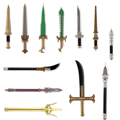 Medieval Figure Weapons Building Blocks Kit – King Sword, Lion Shield, Trident & Double-Edged Axe Battle Toy