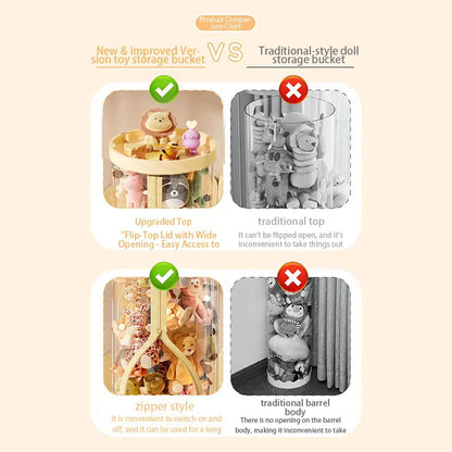 Transparent Doll & Plush Toy Storage Box — DIY Zipper Organizer Tube for Kids’ Toys, Christmas Gift, and Home Use