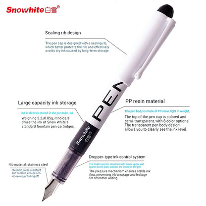 8PCS Disposable Fine Nib Fountain Pens - Assorted Colors Smooth Writing EF Nib with Visible Ink Supply