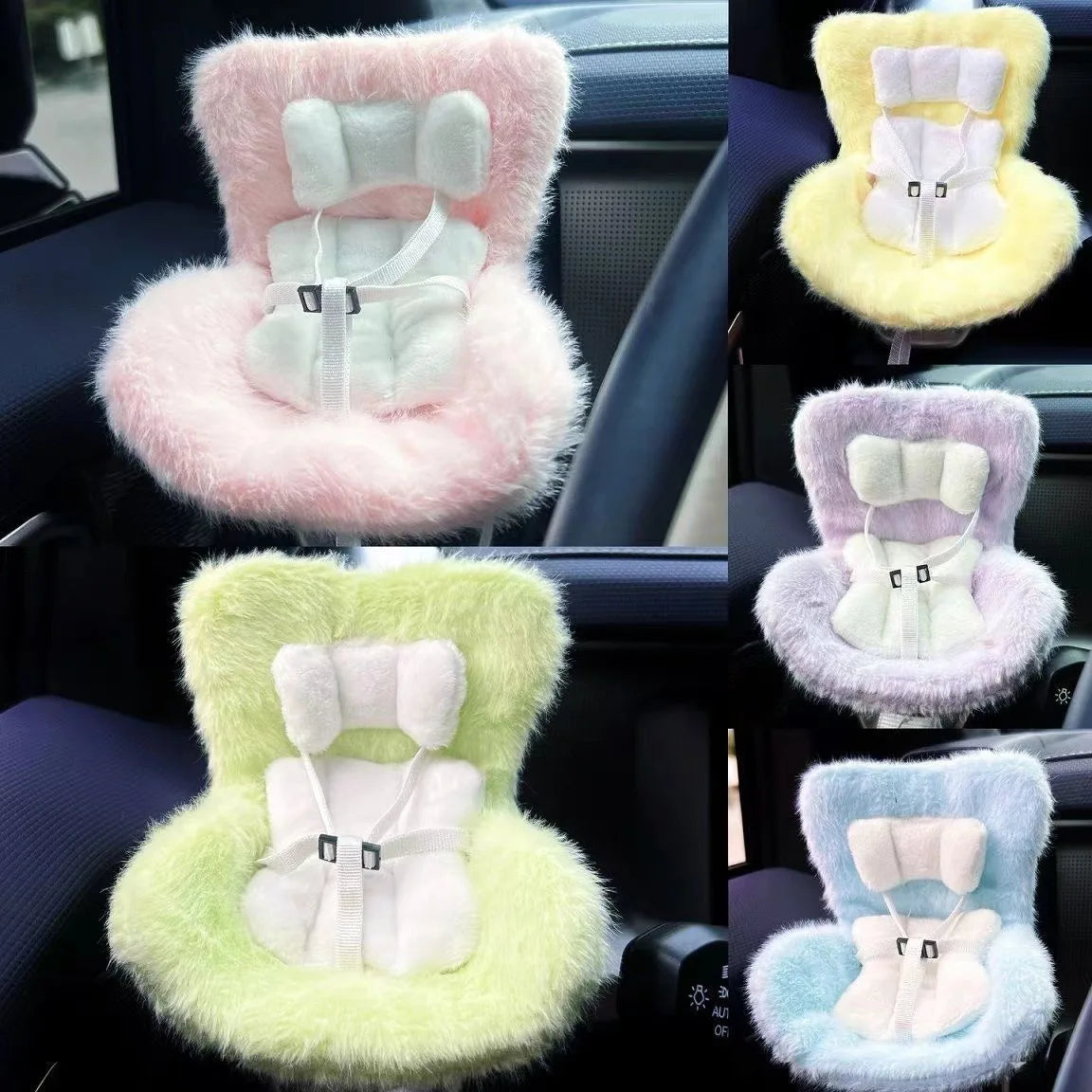 New 15-17cm Labubu Doll Safety Seat – Cute Doll Air Outlet Aromatherapy Decoration for Car Interior