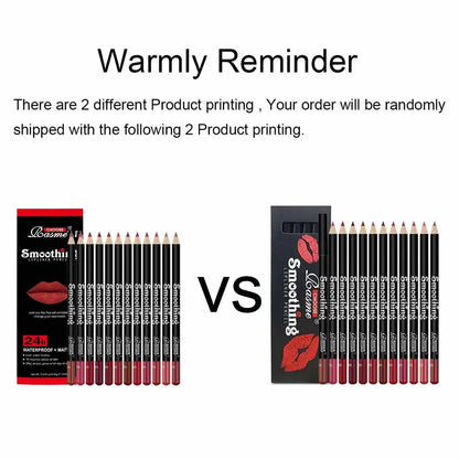 12-Color Waterproof Lip Liner Pen Set – Long-Lasting, Non-Stick, Easy Glide Lipstick Pencil for Makeup