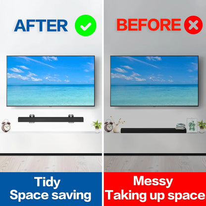 Universal Soundbar Wall Mount Bracket - Space-Saving Audio Speaker Shelf Mounting Kit