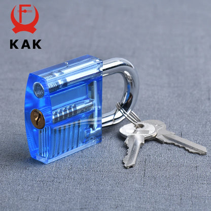 KAK Transparent Practice Padlock - DIY Cutaway Lock Picking Training Tool with Keys for Locksmith Practice