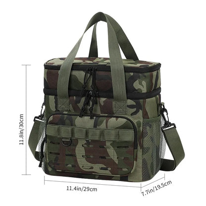 Camouflage Insulated Picnic Lunch Bag – Large Capacity Oxford Cloth Cooler Bag for Outdoor Travel & Food Fresh Keeping