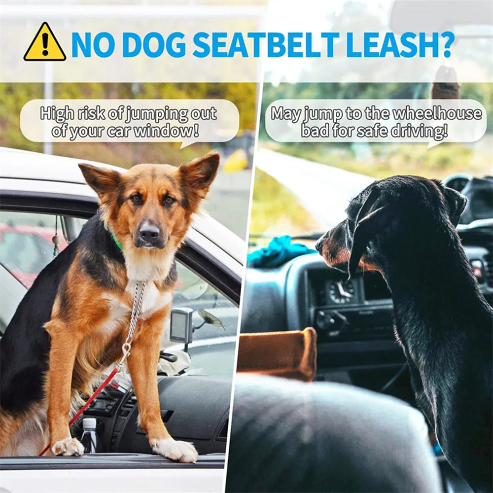 Adjustable Dog Car Seat Belt Harness – Nylon Reflective Elastic Safety Strap with Cushioning for Pet Travel