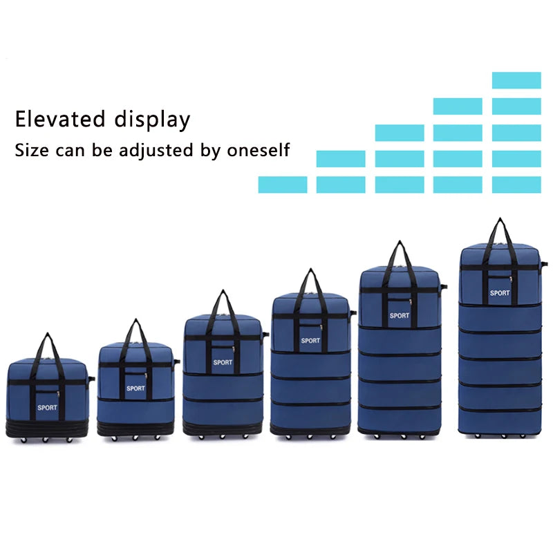 5-Layer Folding Wheeled Travel Bag – Large Capacity Waterproof Durable Luggage for Weekend Trips & Overnight Travel
