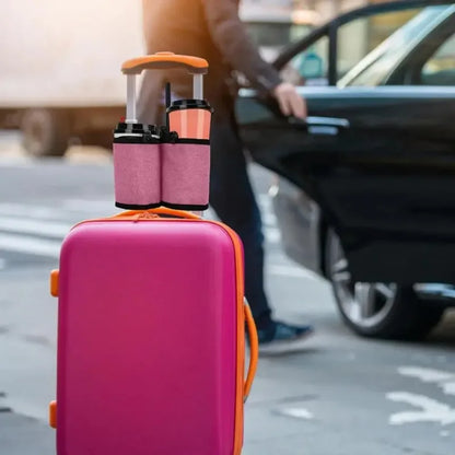 Travel Luggage Cup Holder Set - Portable Hands-Free Drink Carrier for Coffee, Milk Tea & Travel Storage