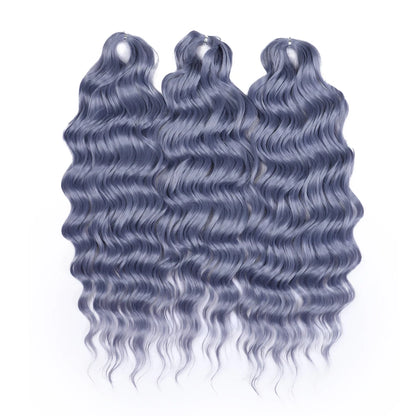 FASHION IDOL 24" Deep Wave Crochet Hair - 3-Piece Synthetic Water Wave Braiding Extensions, Ombre Rainbow Twist Hair