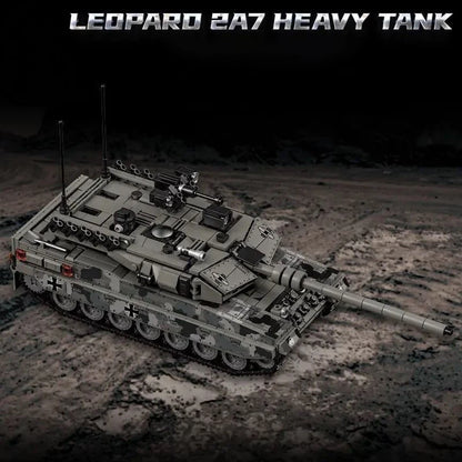 Military Tank Building Blocks Set - Leopard 2A7 Heavy Tank Model Bricks Toy for Boys, Adults & Christmas Gifts