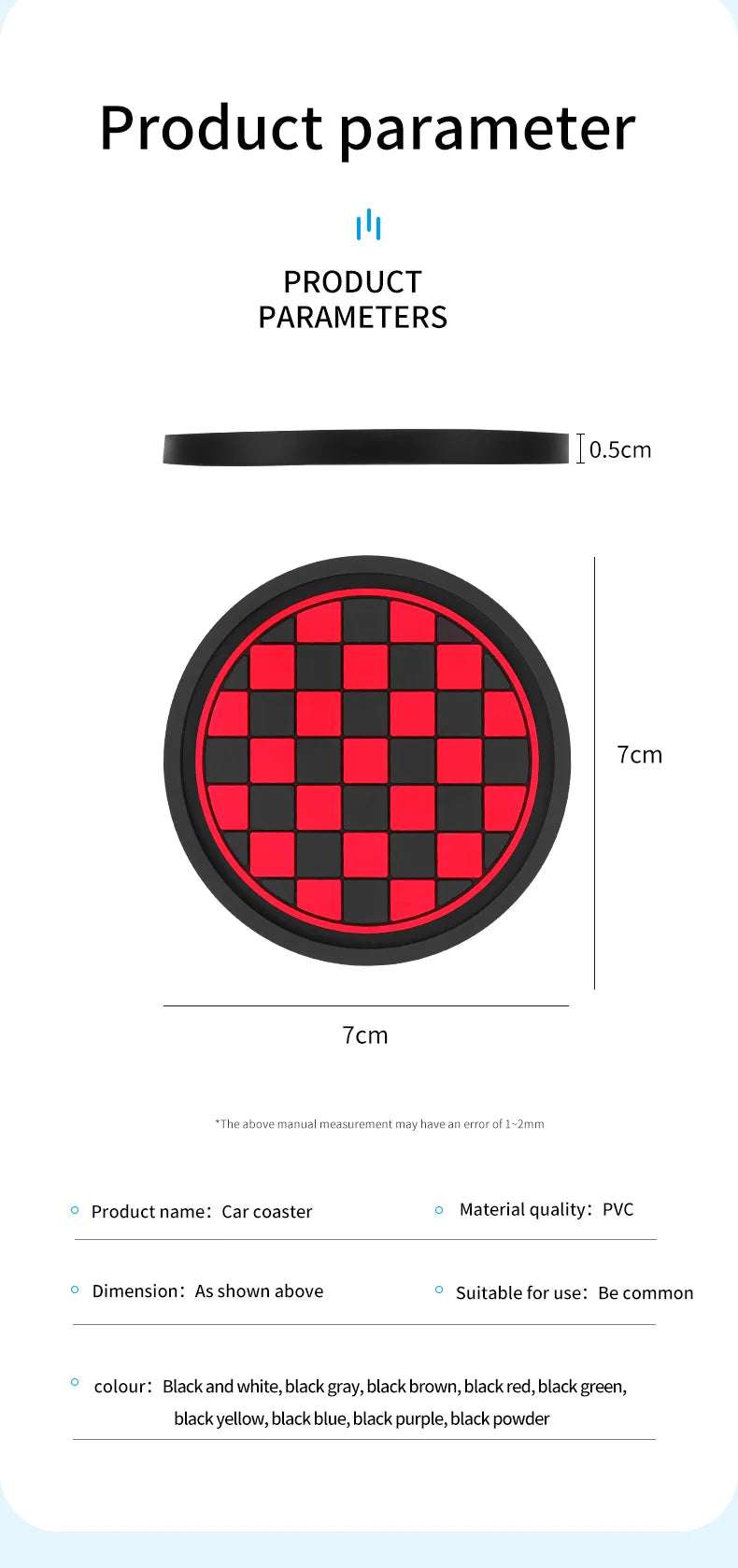 2pcs Car Cup Holder Anti-Slip Coasters — Premium PVC Universal Fit, Interior Accessories for Most Vehicles
