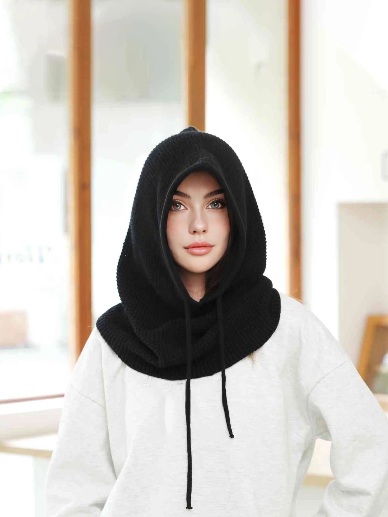 Women’s Winter Beanie Hat with Knit Balaclava – Neck Warmer & Ski Snow Scarf