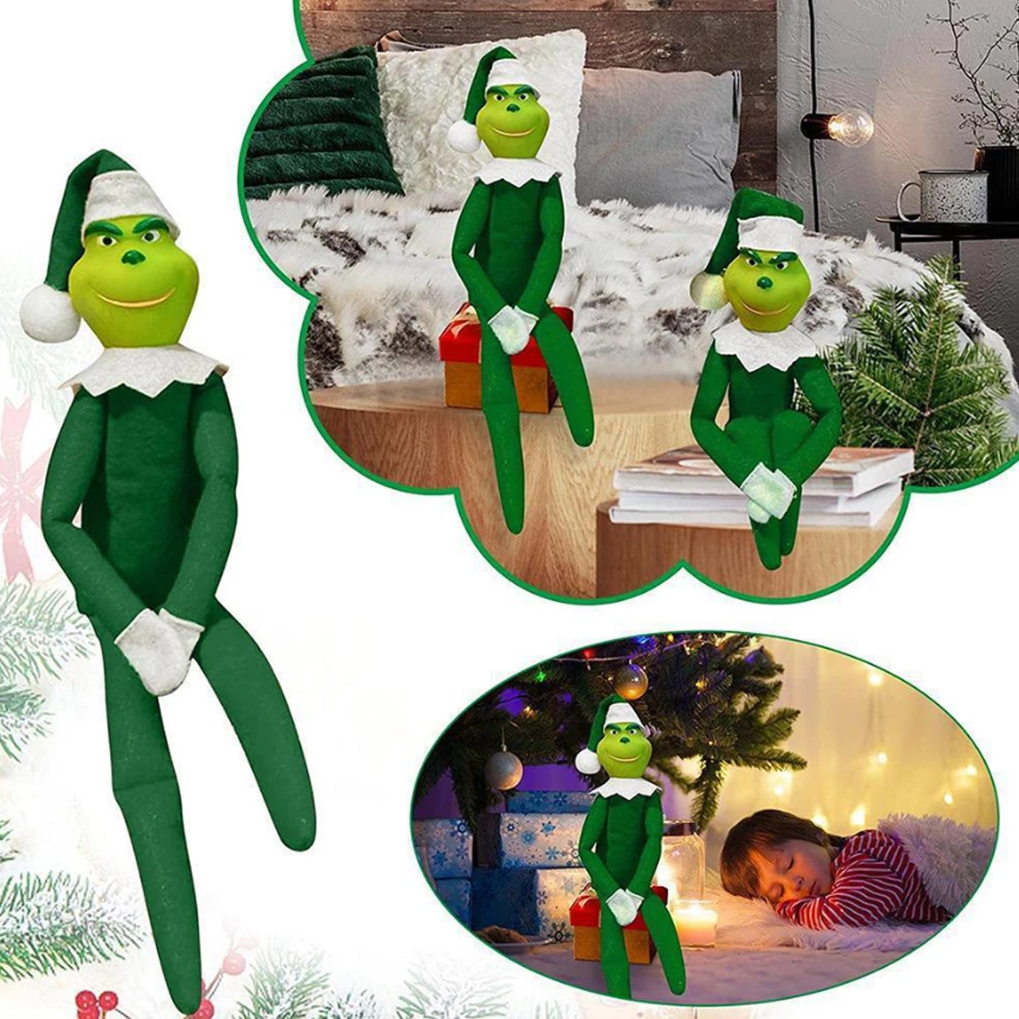 32cm Christmas Elf Doll – Handmade Plush Fairy Toy with Long Legs for Bookshelf, Room Decor & Holiday Gifts