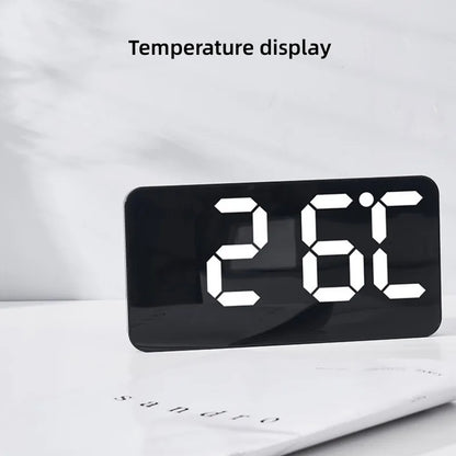 Voice Control Large Digital Wall Clock – LED Display with Temperature, Date, Week, DST, Snooze, Dual Alarm, 12/24H, Wall-Mounted or Table Use