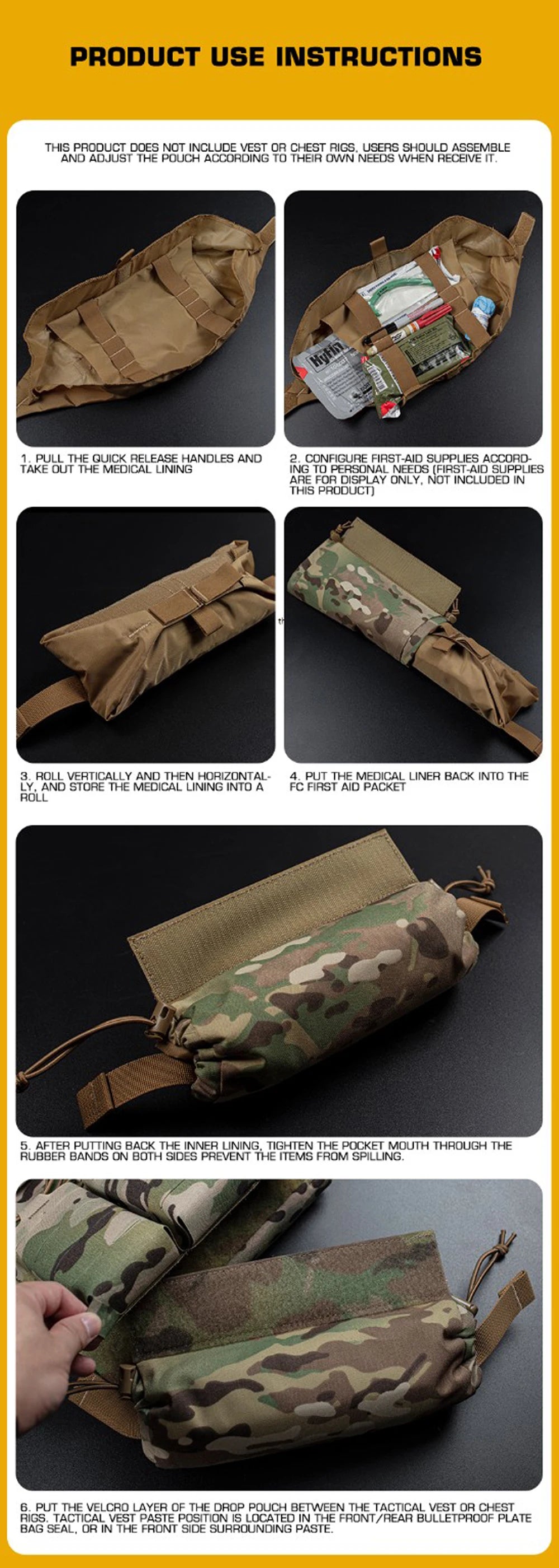 Tactical Trauma Pouch Roll 1 – IFAK Individual First Aid Kit EDC Medical Rapid Belt Bag for Airsoft, Hunting & Plate Carrier Gear