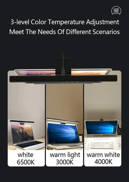 Eye-Care LED Desk Lamp 50cm – USB-Powered Screen Light Bar with Stepless Dimming for Reading & PC