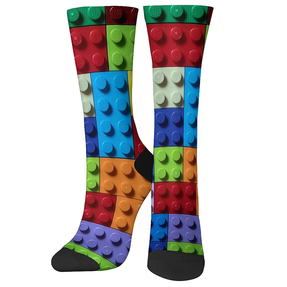 Building Block Novelty Socks - Fun Harajuku Hip-Hop Crew Compression Socks for Party Gifts
