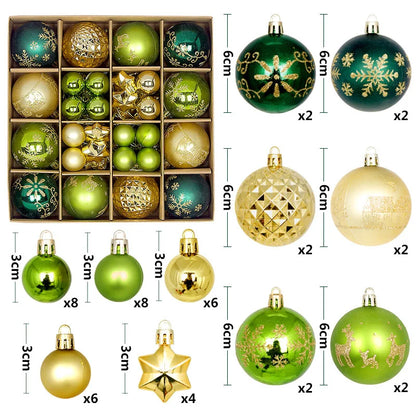 44PCS Christmas Ball Ornaments – 3/6CM Decorative Pendant Balls for Christmas Tree, Home Decor, New Year & Holiday Accessories