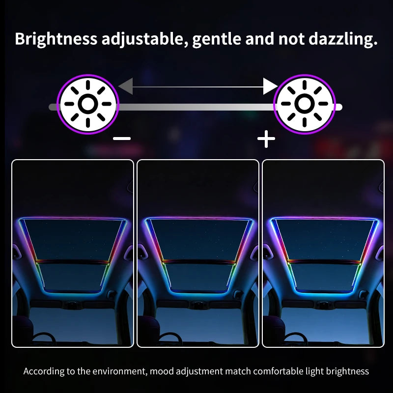 2026 Universal Car Sunroof LED Strip Light - APP & Remote Control USB Panoramic Roof Ambient Lighting
