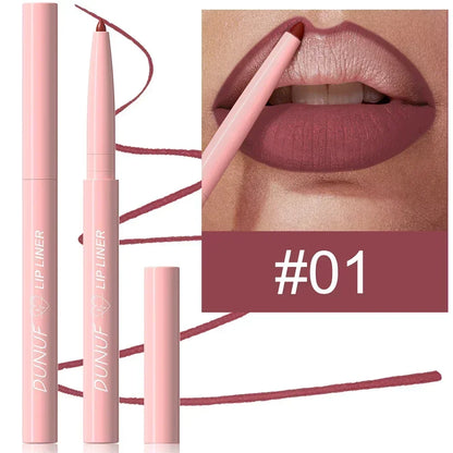 Matte Red Brown Lip Liner Pencil – Waterproof Slim Lip Contour Pen with Tapered Nib Long-Lasting Lip Stain