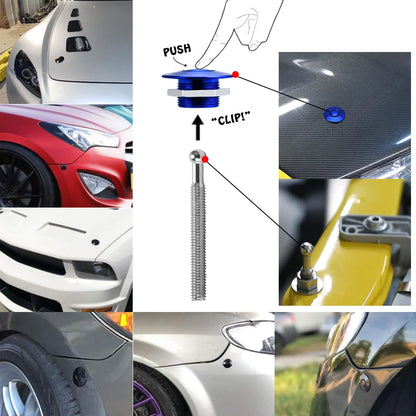 Universal JDM Style 1.25" Push Button Billet Hood Pins Lock Clip Kit - LZONE Car Quick Pins for BMW ec JR-HPL04/05