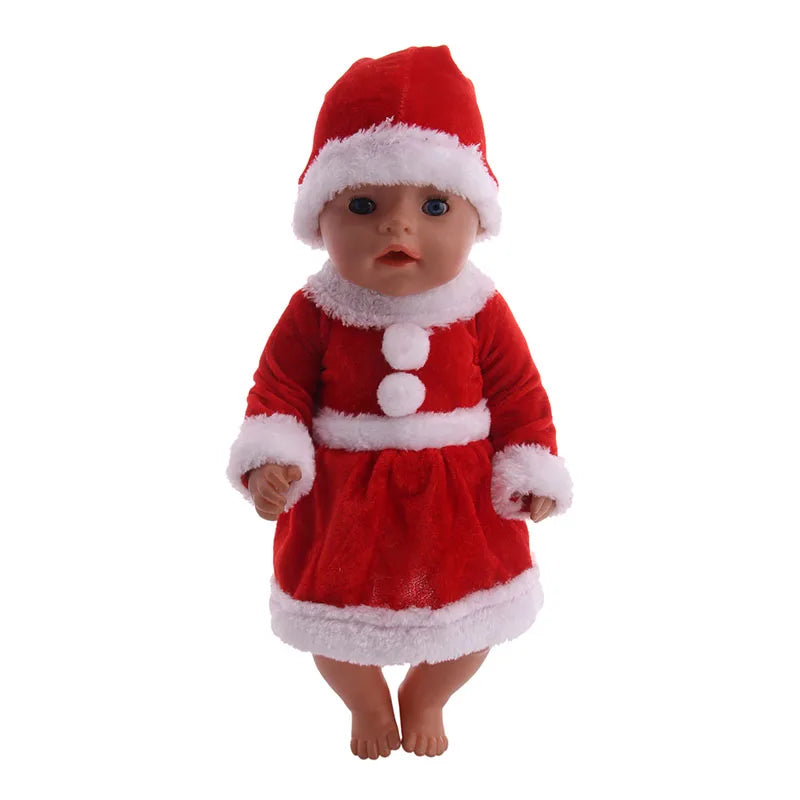 Pop Doll Christmas Outfit — Dress, Top & Pants Set for 18-Inch American and 43CM Reborn Baby Dolls, Our Generation Girl’s Toy Accessories