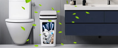 2-Pack 12L Touchless Automatic Trash Cans – Motion Sensor Slim Bins with Lids for Bathroom, Bedroom, Office (White)