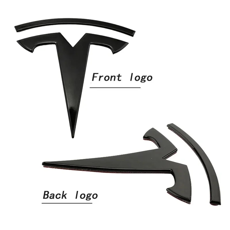 Tesla Model 3 & Y Logo Sticker – Front Hood & Rear Trunk Badge Car Accessory