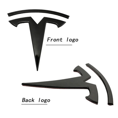 Tesla Model 3 & Y Logo Sticker – Front Hood & Rear Trunk Badge Car Accessory