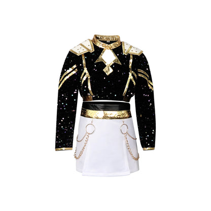 Kids Cosplay Costume – Black & Gold Idol Role-Playing Outfit for Girls