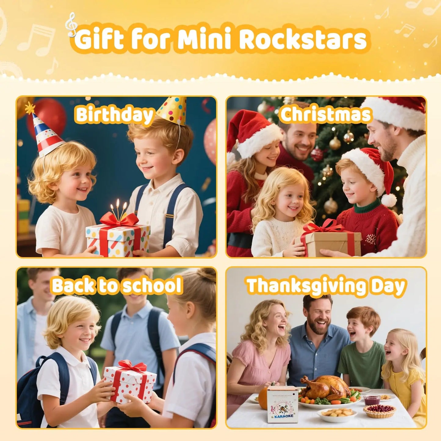 Haomuren Mini Karaoke Machine for Kids – Portable Bluetooth Speaker with 2 Mics, All-in-One Home Party Toy & Gift for Girls