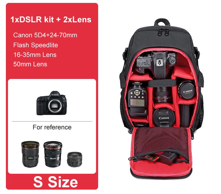 Large Waterproof Camera Backpack — DSLR & Video Tripod Bag with Rain Cover for Canon, Nikon, Sony, Pentax