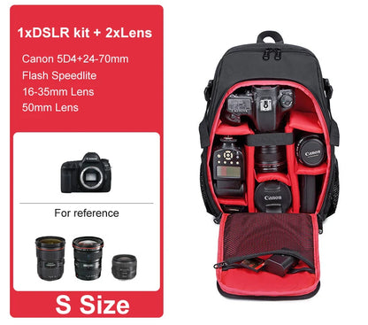 Large Waterproof Camera Backpack — DSLR & Video Tripod Bag with Rain Cover for Canon, Nikon, Sony, Pentax
