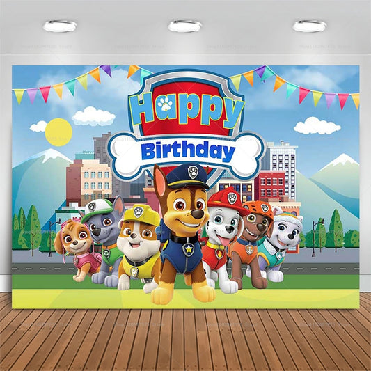 Paw Patrol Birthday Party Backdrop – Kids Party Decorations, Photography Background & Baby Shower Banner