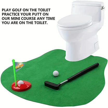 ABS Mini Golf Putting Green Set – Toilet Leisure Indoor Sports Game with Putter & Ball for Adults