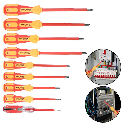 Magnetic Insulated Screwdriver Set – Phillips & Slotted Bits, Multifunctional Hand Tools for Electricians