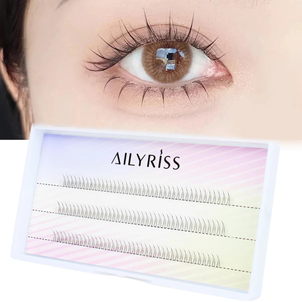 Korean J-Curl V-Shape Black Manga Under Eyelashes — Soft Natural Bottom Lash Clusters (Bunches)