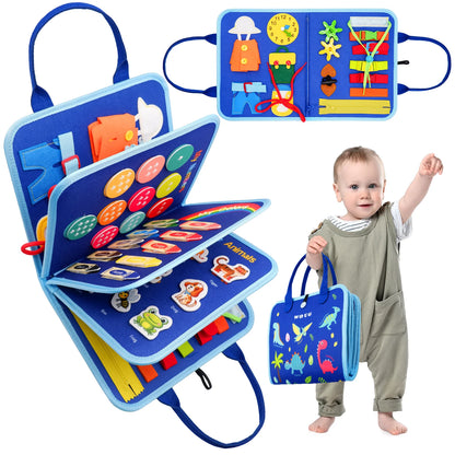 Montessori Toddler Busy Board – Educational Activity for Dress Motor Skills, Baby Learning Toy for Travel